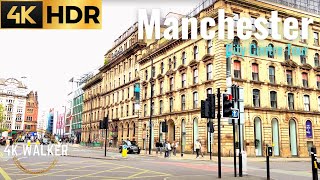 【4K HDR】 Manchester City centre 2022, UK | Portland Street | 4K HDR 60fps Walking tour in England