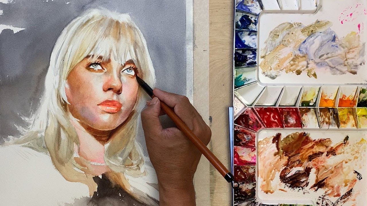 Billie Eilish | Watercolor portrait painting | HELAL'S STUDIO
