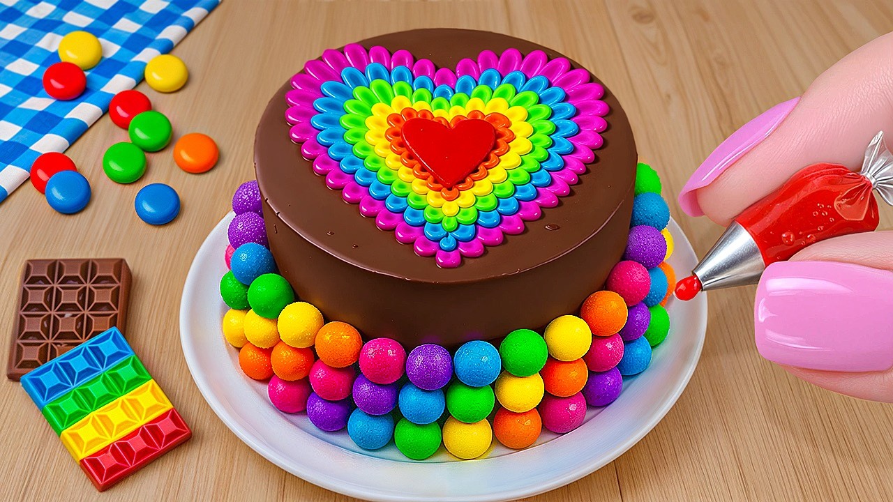 Satisfying Rainbow Heart Cake Decorating Ideas | Mini Chocolate Cake ...