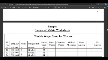 Weekly Wages Sheet for Worker || 10th class for nsda computer operation L- 3 preparation nsda excel