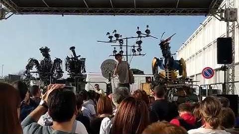 Robotic Band (part 1) made from recycled materials at Maker Faire Rome, Italy
