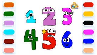 Learn To Draw Numbers Lore1-6 - Drawing And Coloring Tutorial For Kids