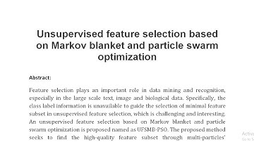 Unsupervised feature selection based on Markov blanket and particle swarm optimization