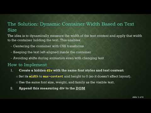 Centering Left-Aligned Animated Text Dynamically in CSS and JavaScript