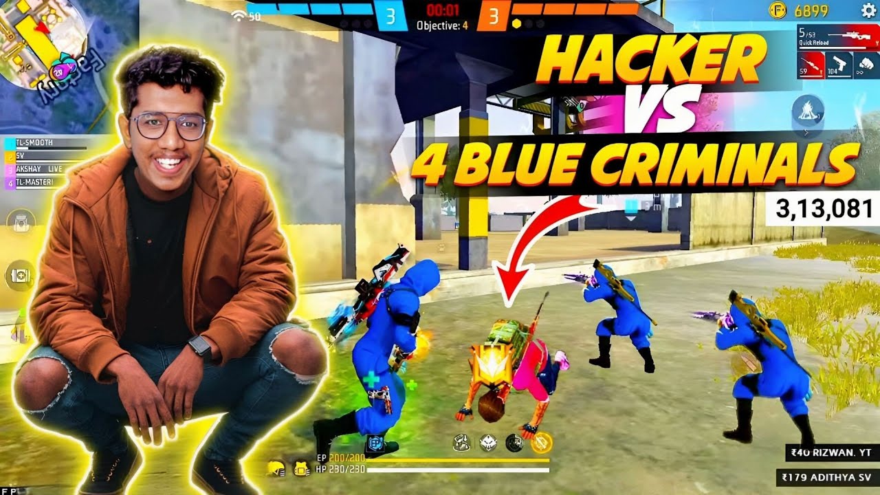4 Blue Criminal Haccers In My Game 😱 Booyah Streak കളയാൻ നോക്കി | Akshay Akz