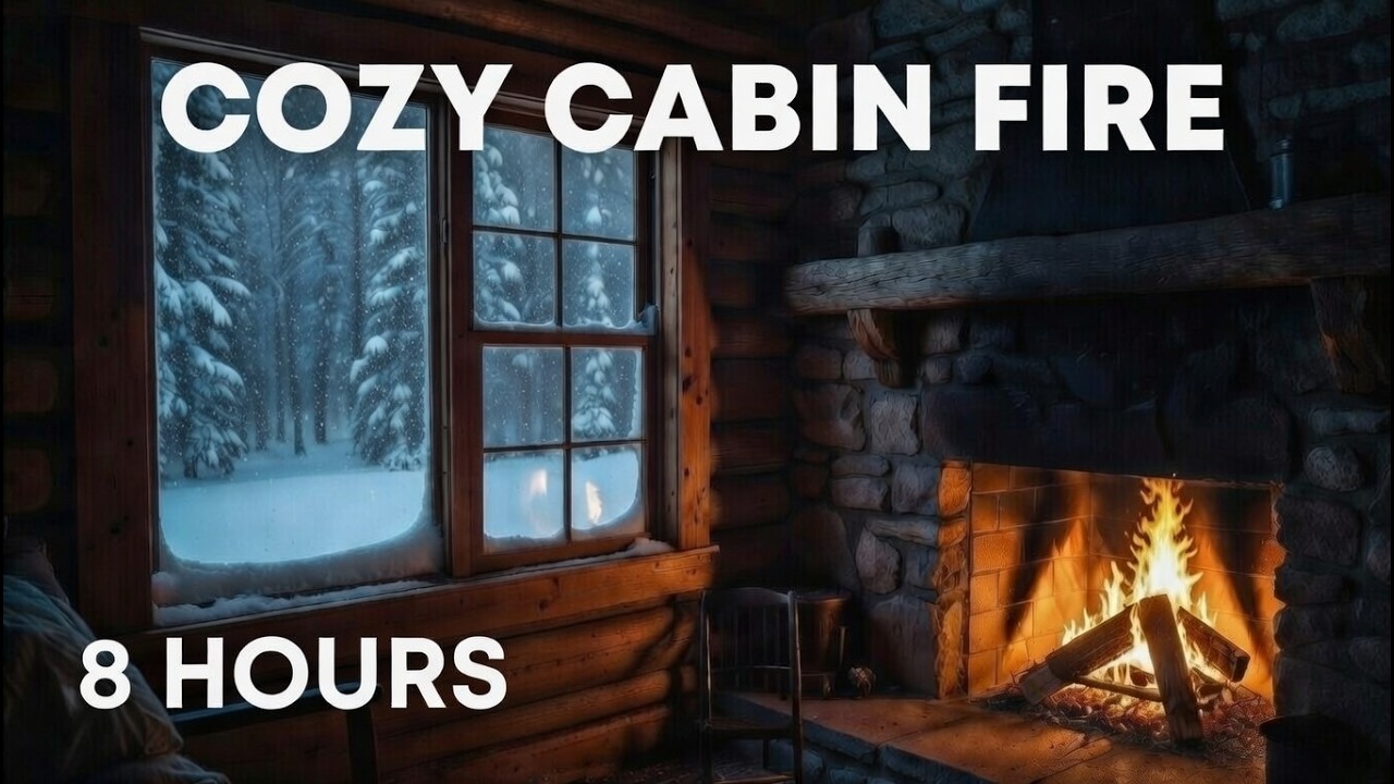 Cozy Cabin Ambience for Deep Sleep & Relaxation  |  8 Hours Crackling Fireplace