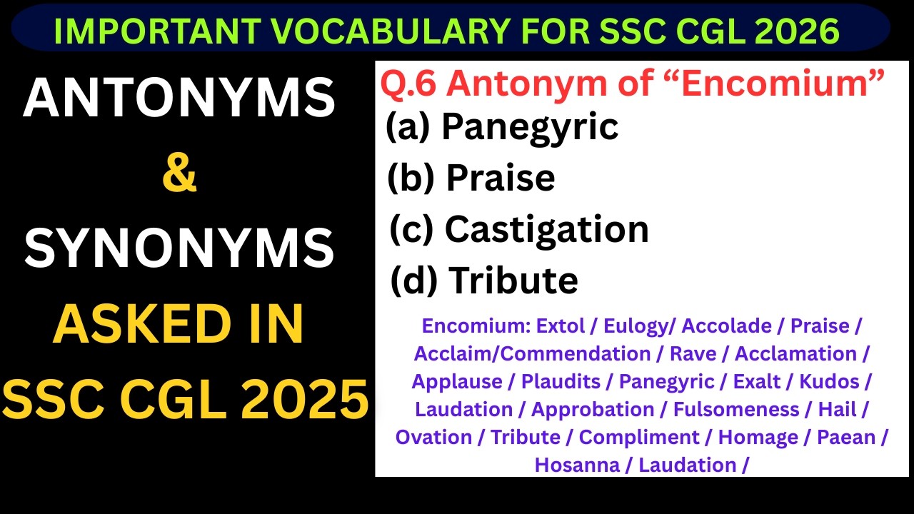 Eduquity based vocabulary | SSC CGL 2025 Synonyms and Antonyms | # ...