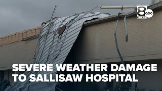Severe storm damage at Sallisaw hospital, Red Cross providing assistance