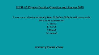 HESI A2 Physics Practice Question and Answer 2025