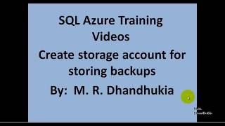 SQL Azure - Create storage account for storing backups