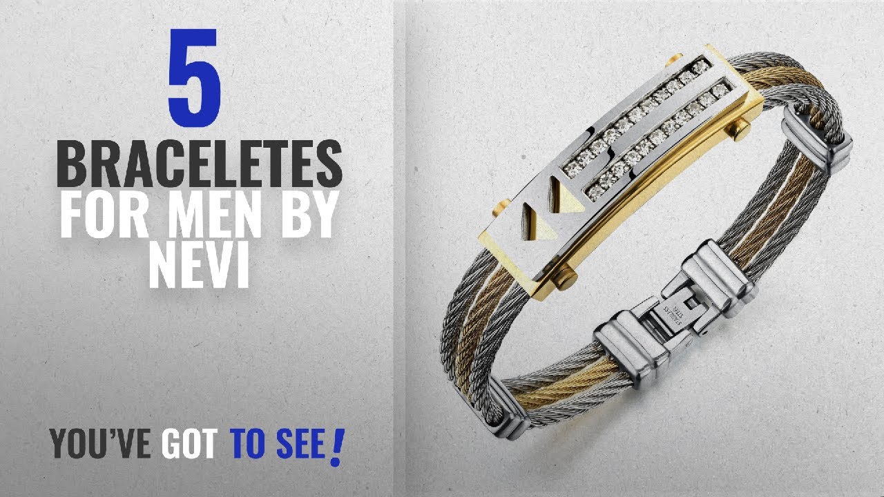 Top 10 Nevi Braceletes For Men [2018]: NEVI Cubic Zirconia 100% Stainless Steel 18K Gold Plated