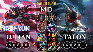 GRF Naehyun Lucian vs Talon Mid - KR Patch 10.19