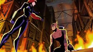 Hawkeye vs. Black Widow in warehouse