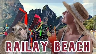 RAILAY BEACH | KRABI | THAILAND (Beautiful Beach and a Monkey Invasion)