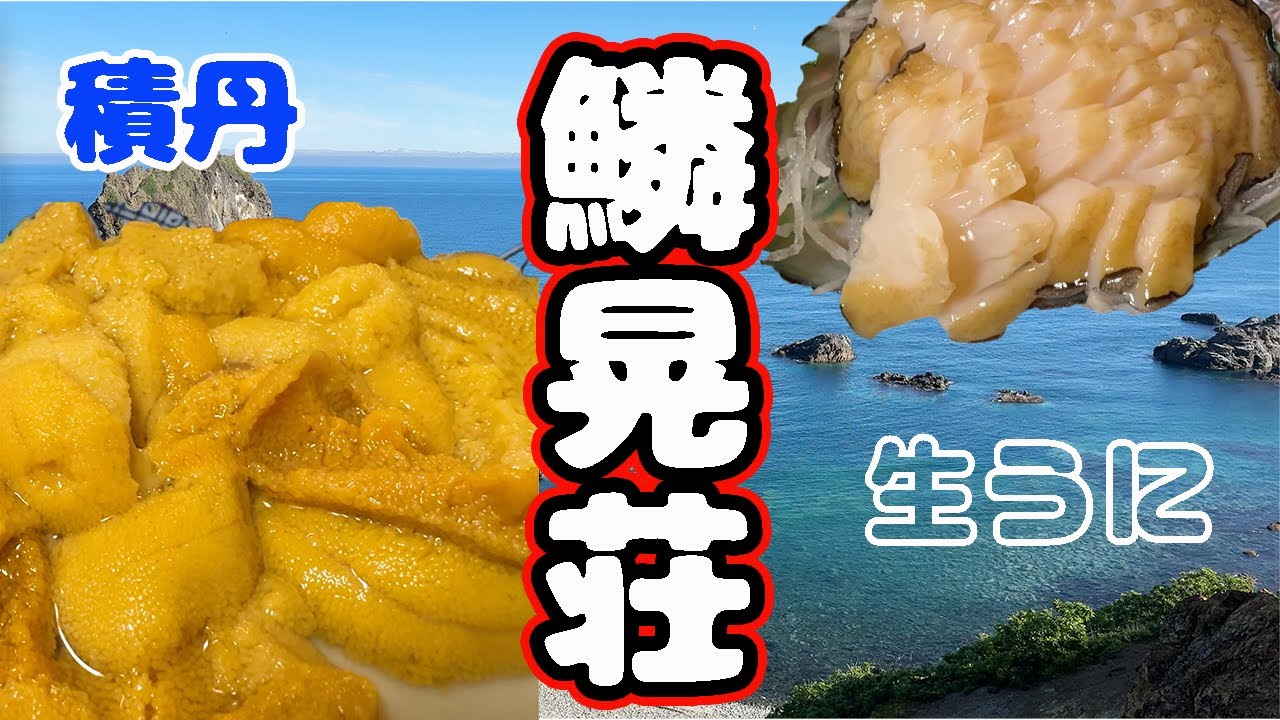 【積丹】宿主が獲った無添加の積丹生うに！鱗晃荘の夕食がうますぎる！/うに！あわび！しまエビ！