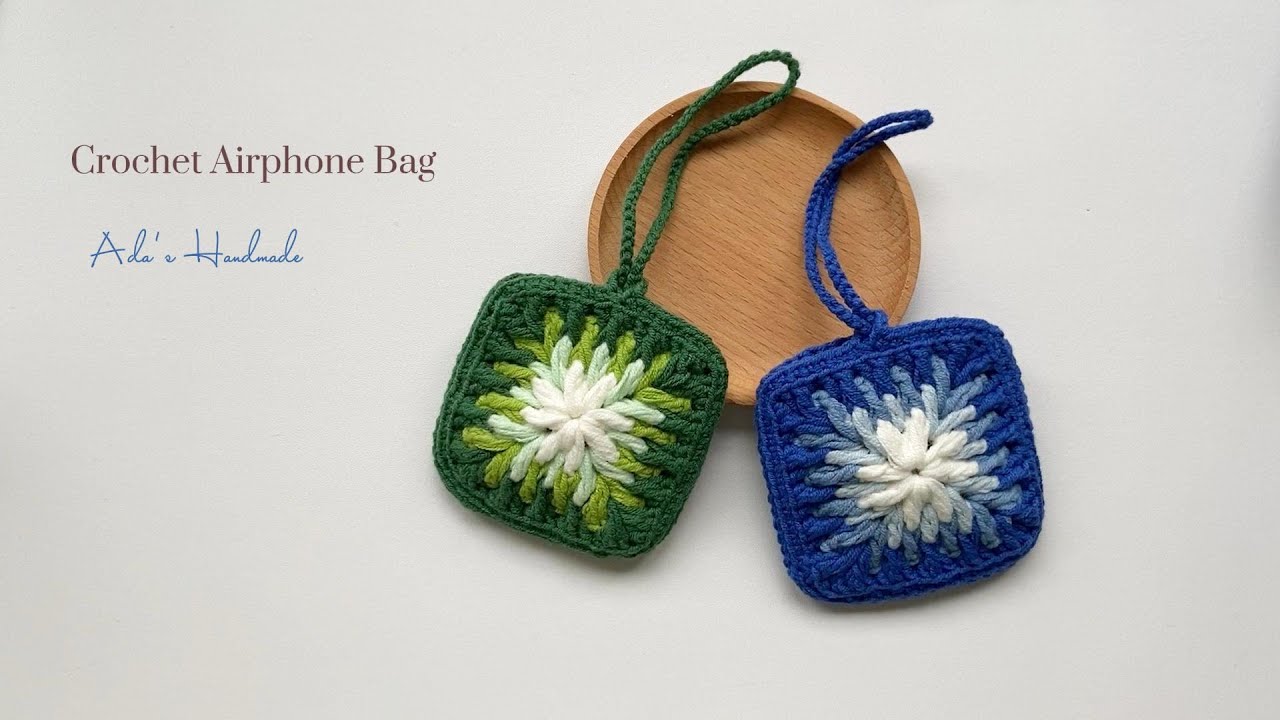 How to Crochet the Earphone Bag with Two pieces of Granny Squares✨| Crochet Tutorial