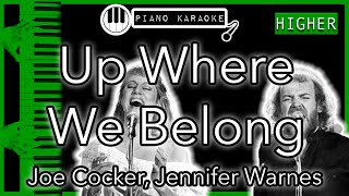 Up Where We Belong (HIGHER +3) - Joe Cocker, Jennifer Warnes - Piano Karaoke Instrumental chords