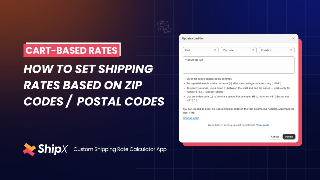 How to Set Shipping Rates Based on Zip or Postal Codes in ShipX | Shopify App | ShipX User Guide