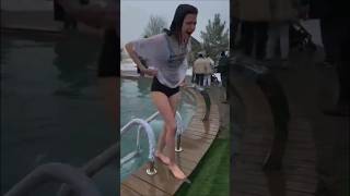 part741❄️#Frozen👙Pool#Challenge😱Would You DareThis IceCold Dip🌨️#Winter🌊Challenge Gone#Viral💦Extreme
