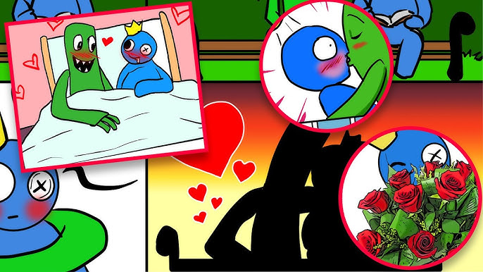 Blue x Green. What's Red up to? Rainbow friends. Comics drawing