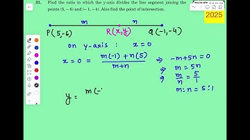 Find the ratio in which y-axis divides the line segment joining the points A(5, –6) and B(–1, –4).