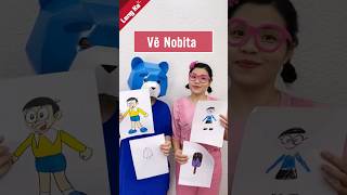 THỬ THÁCH Ai vẽ đẹp hơn được ăn mẫu vẽ - Vẽ Nobita ngủ ngáy bị cốc đầu #lengkalengkeng #shorts