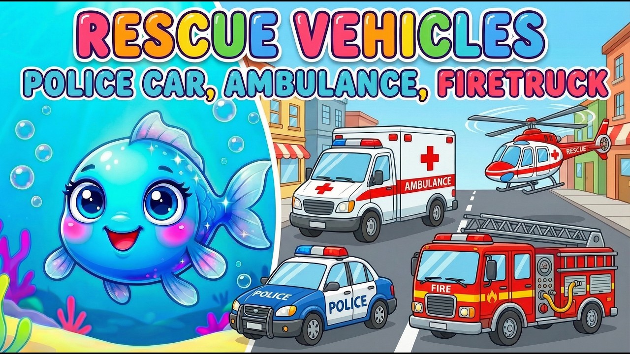 Cars for Kids 🚗 | Learn Rescue Vehicles | Police Cars, FIretrucks ...