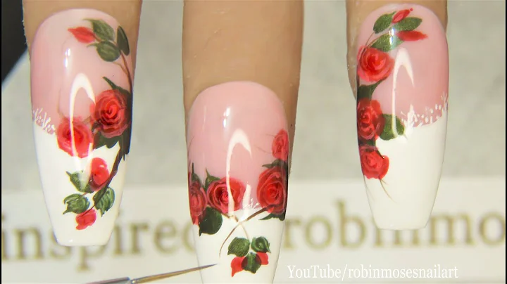 Roses on French Tip Lace Nails!! | In Depth DIY Ro...
