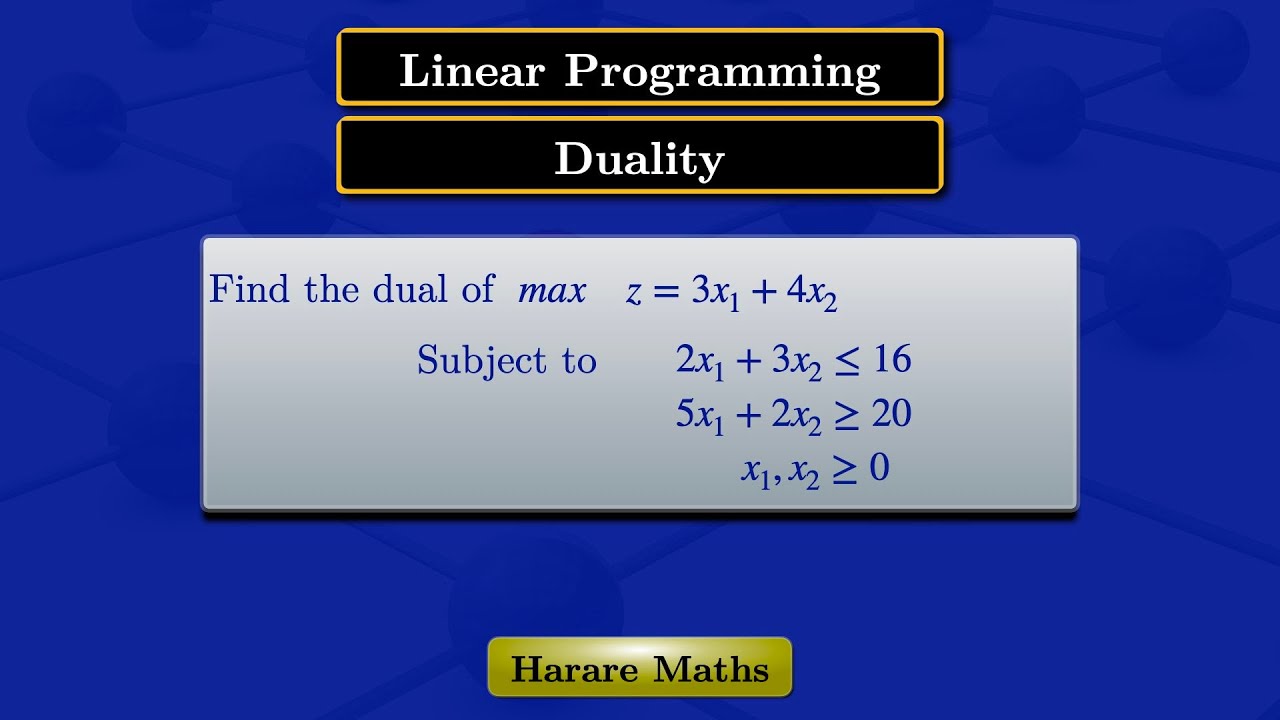 Linear Programming | Duality - YouTube