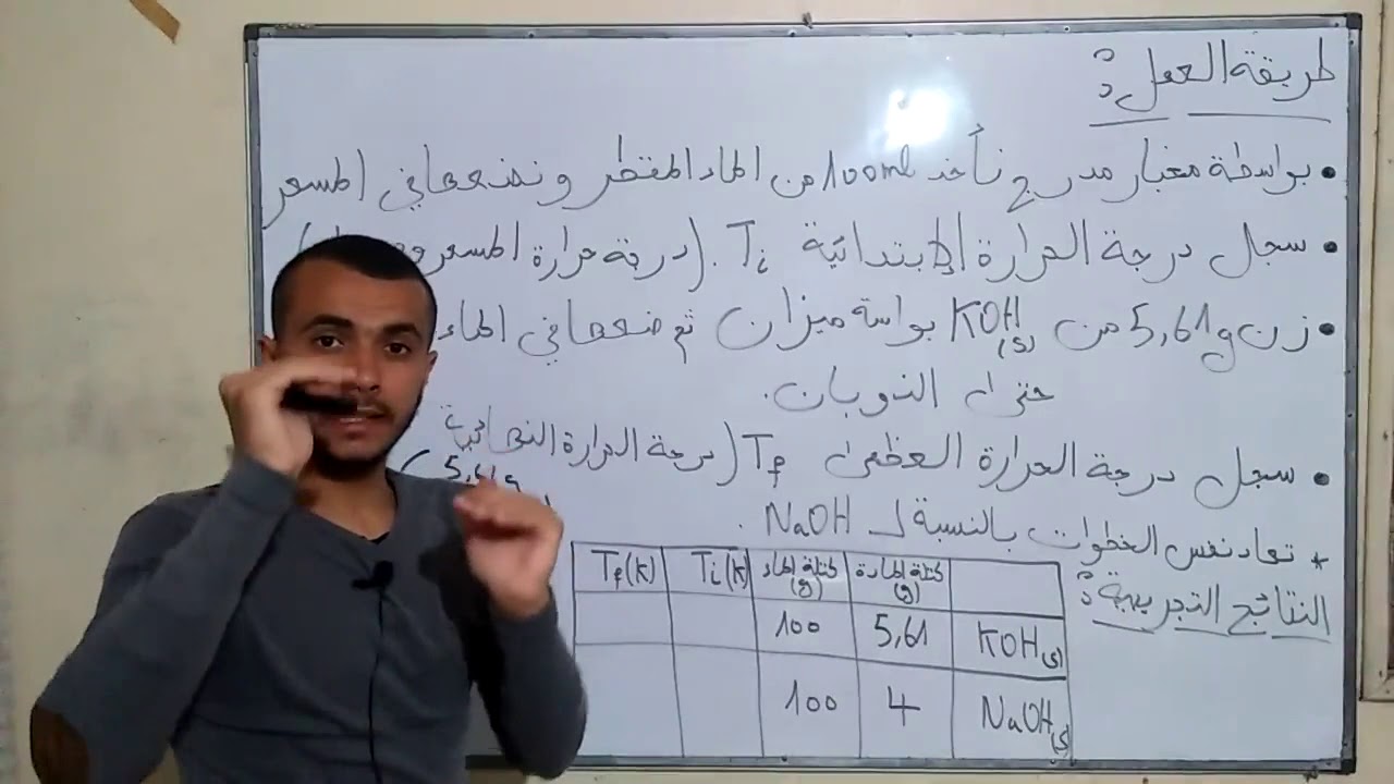 العمل المخبري رقم 01 في الترموديناميك:تعيين الحرارة المولية  KOHو NaOHلذوبان