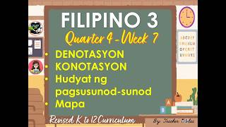 FILIPINO 3-QUARTER 4-WEEK 7- DENOTASYON I KONOTASYON I Hudyat ng pagsusunod-sunod I Mapa