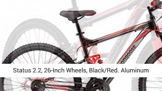 Mongoose Status Mountain Bike for Men and Women, Status 2.2, 26-Inch Wheels, Black/Red