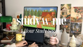1 Hour Study with Me, No Breaks, Animal Crossing Music to Study/Relax to Real Time Study, Cozy Study