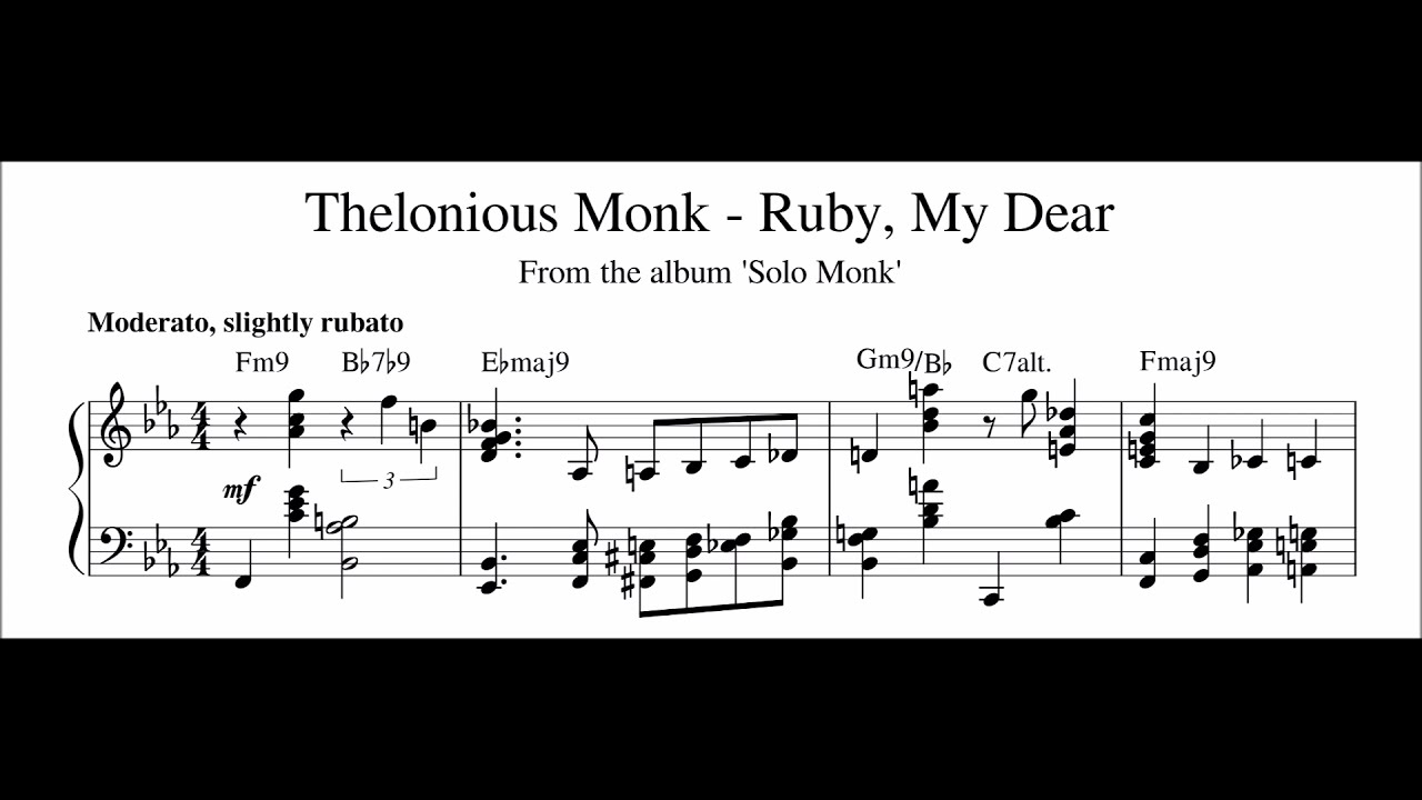 Thelonious Monk - Ruby, My Dear - Piano Transcription [Transcripción]