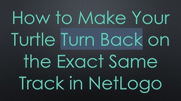 How to Make Your Turtle Turn Back on the Exact Same Track in NetLogo