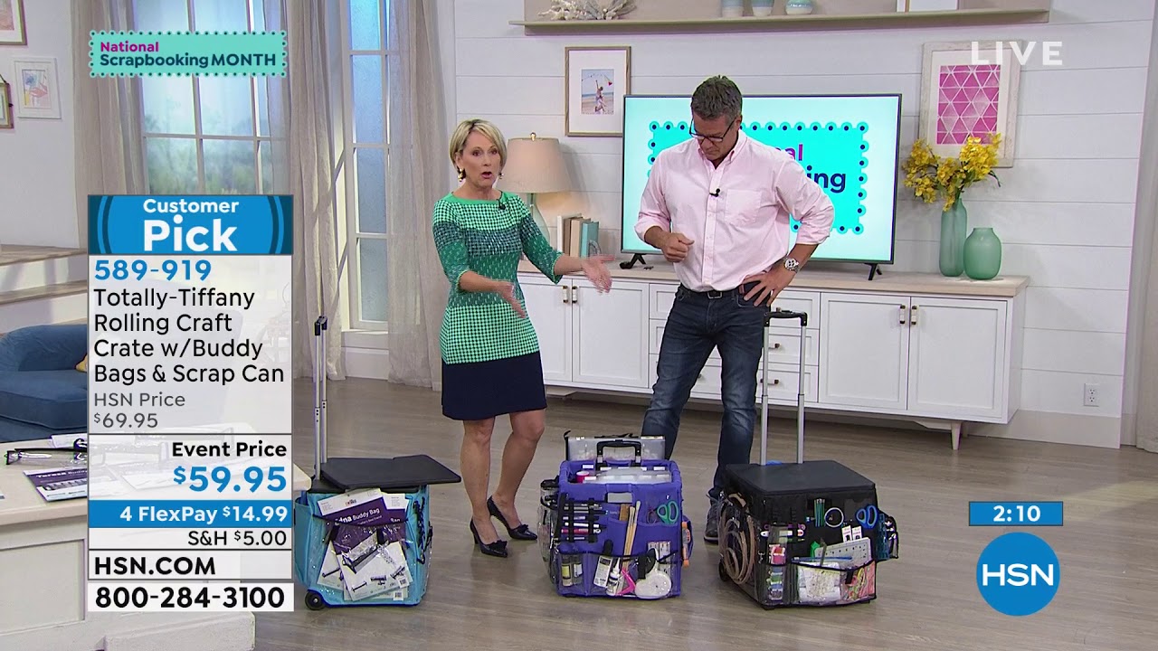 TotallyTiffany Rolling Craft Crate with Buddy Bags and S...