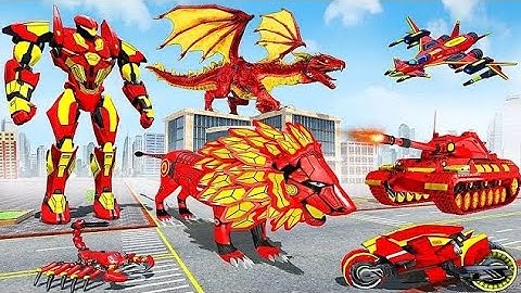 Multi Robot Transforming Games 2023: Blue Lion Tank Car Robot Hero - Android iOS Gameplay