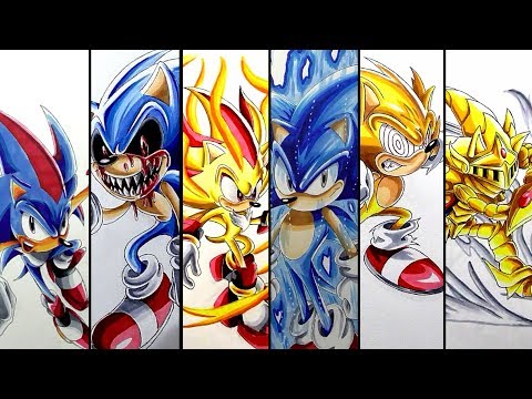 Drawing Sonic Super Forms And Transformations - Compilation 2