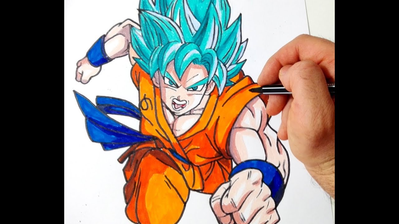 Cómo dibujar y colorear Goku de Dragon Ball Super - YouTube