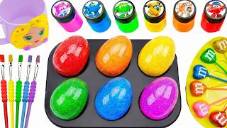 Satisfying Video ⭐ How To Make 6 Slime Balls with Rainbow Glitter Lollipop Heart Candy Cutting ASMR