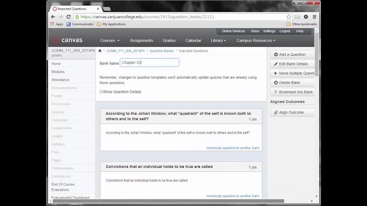 Canvas Video How to get QTI imported questions into a Canvas Quiz