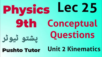 Lec 025 Unit 2, Conceptual Questions, Class 9 Physics, Kinematics, Pushto Tutor,  Lec