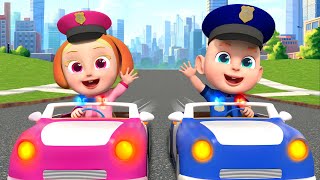 Pink and Blue Police Car   Police Car Song - Job and Career | Rosoo Kids Song & Nursery Rhymes