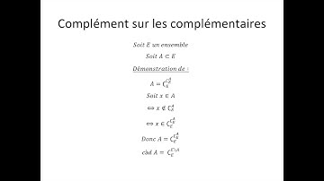 Ensembles et applications (bonus 5) : Complément sur les complémentaires