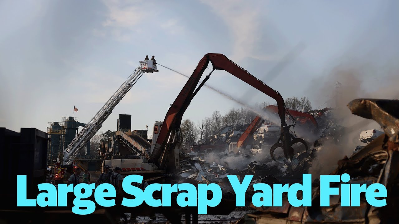 Large Charlotte scrap yard fire - YouTube