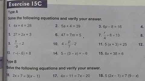 Linear equations in one variable: Exercise 15C /Class 6/Mathematics/ ICSE