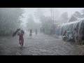 Walking in Torrential Rain in Rural Indonesia 🌧️ | Stunning Rural Atmosphere for Relaxation
