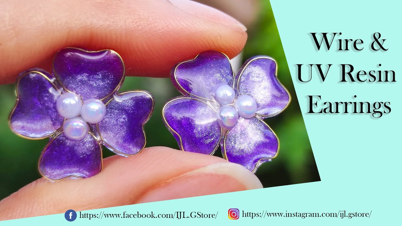 Resin Wire Earring | UV Resin Earrings | UV resin ideas for beginners | UV resin wire earrings
