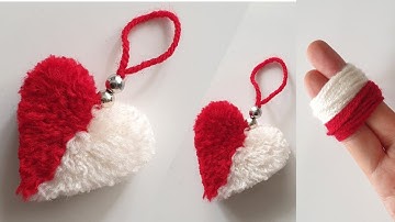 Easy Pom Pom Heart Making Idea with Fingers❤How to Make a Heart from String💯Beautiful And Easy🤍