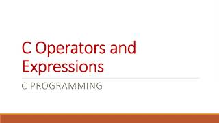 Chapter 4   Operators and Expression